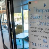 Welcome sign outside of Thompson Student Success Center